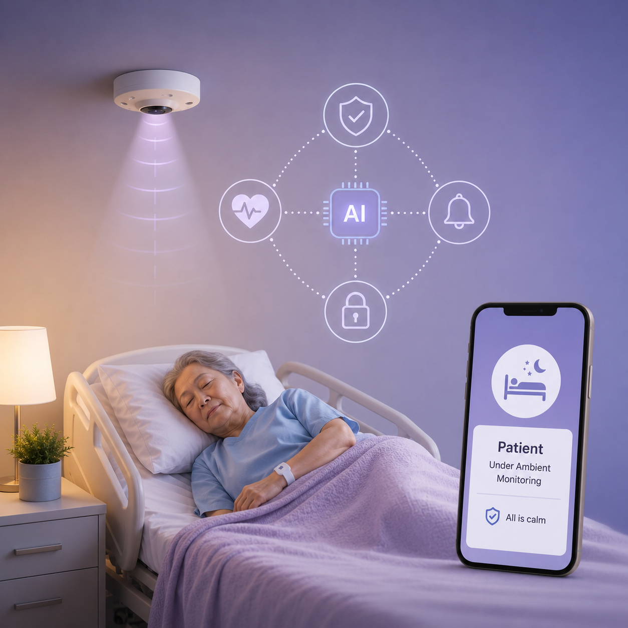 Privacy-safe hospital room monitoring visual