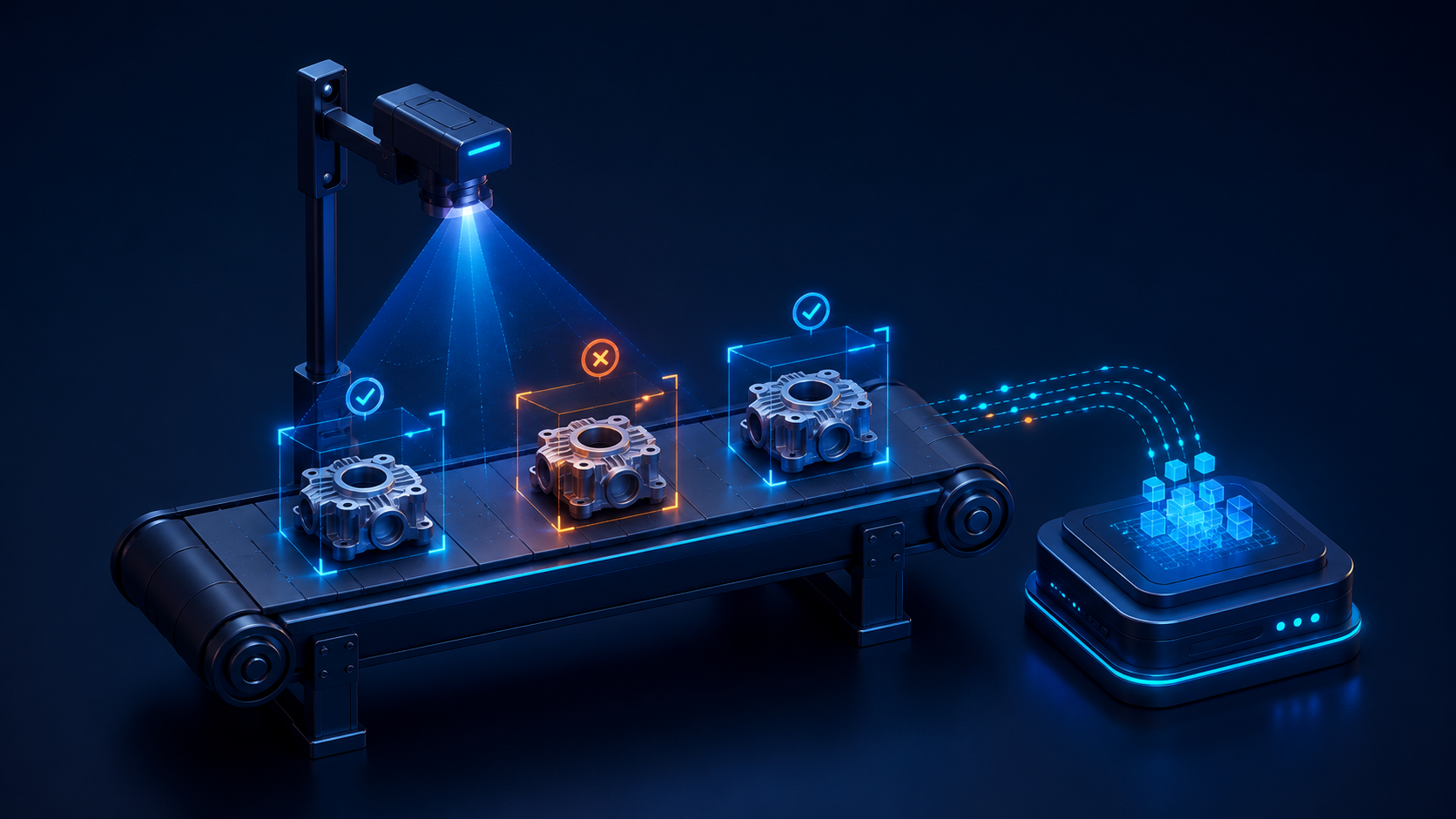 Vision overlay identifying objects on a production line
