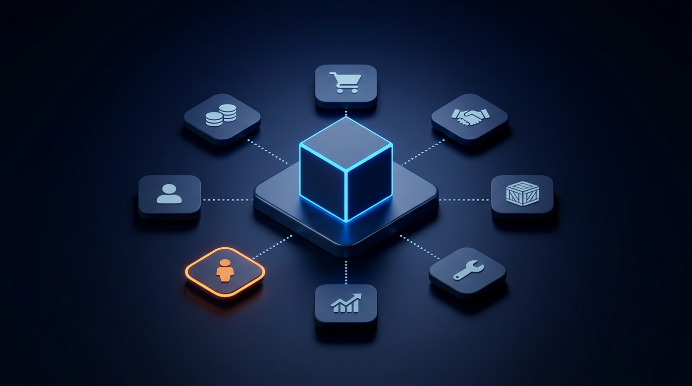ERP digital core connected to business functions
